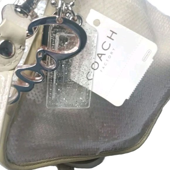 Coach Poppy Sequined Mini Field Bag #16315 Opal White Crossbody Bag Small - Picture 7 of 10